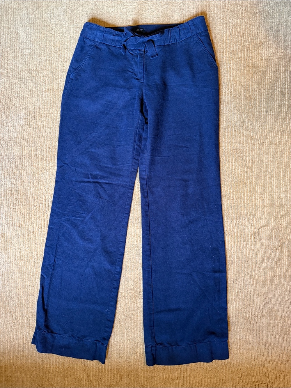 J.Crew “City Fit” Navy blue Wide-Leg Linen Blend drawstring pants